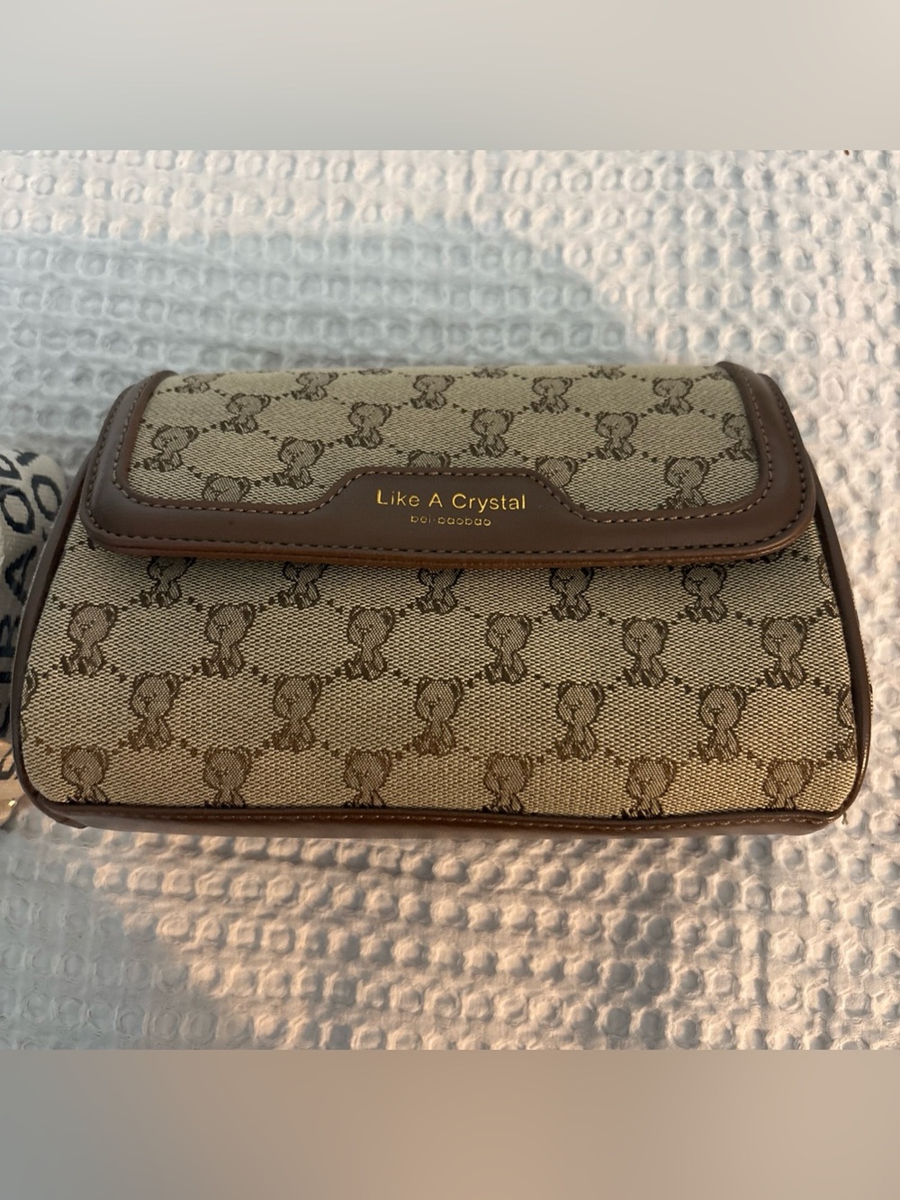 Like A Crystal Teddy Bear Monogram Crossbody Bag Brown Beige Y2K Bei Baobao